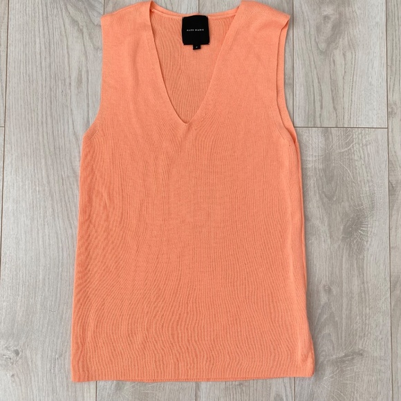 Orange V-Neck Sleeve Pullover Sweater Vest - Picture 1 of 16